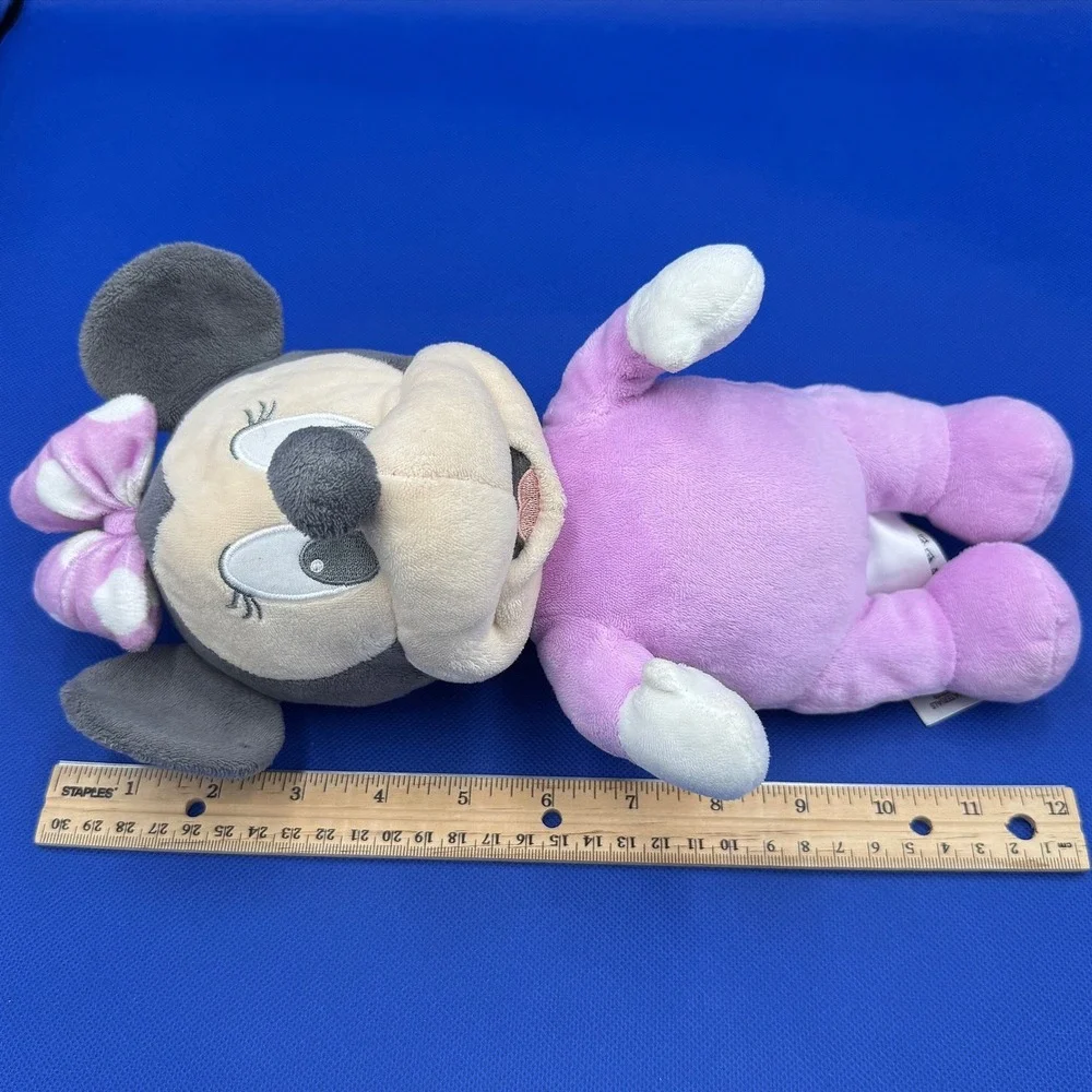 Disney Minnie Mouse Nursery Plush Lavender Polka Dot Bow 12